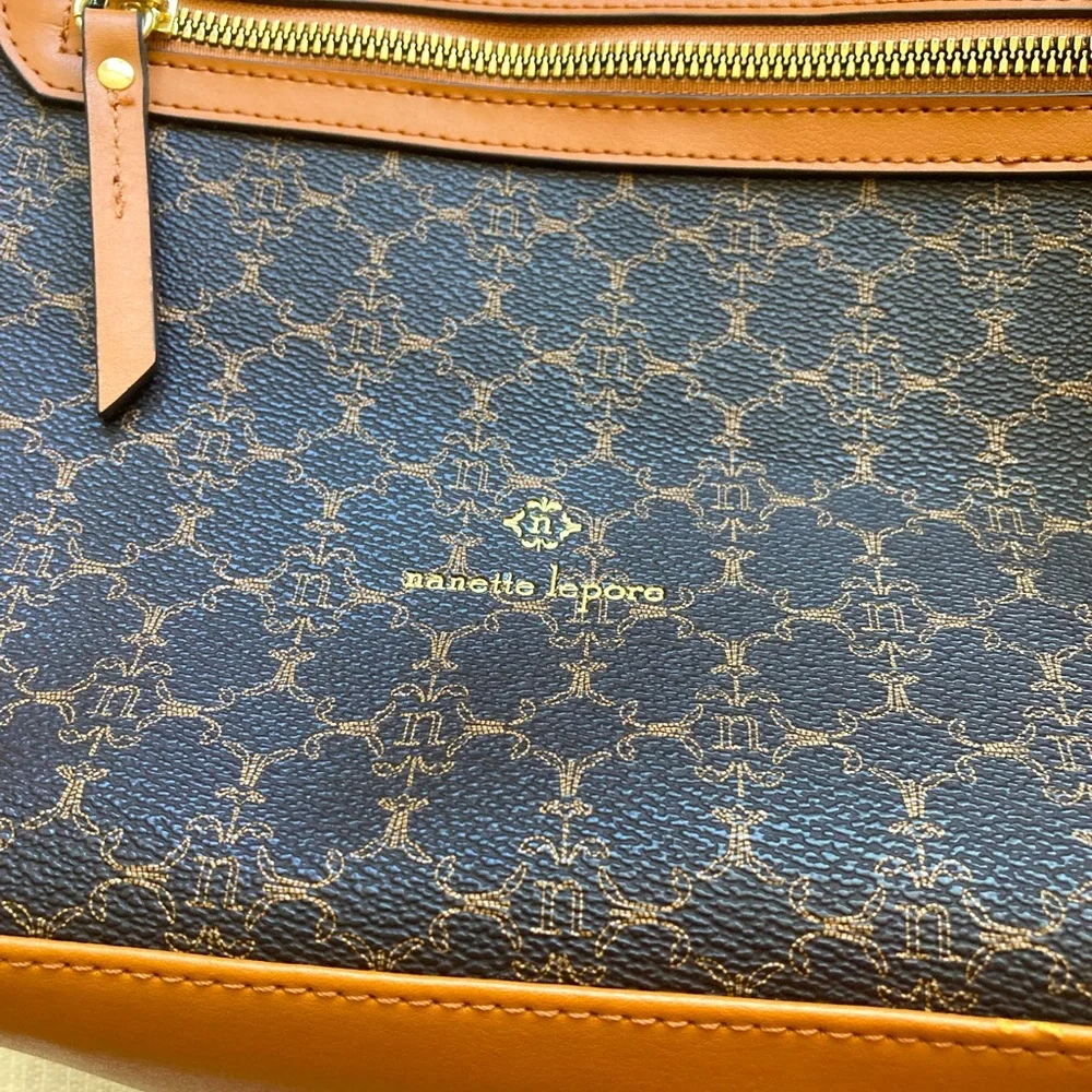 Nanette‎ Lepore Convertible Backpack Shoulder Bag Brown Logo Print Crossbody